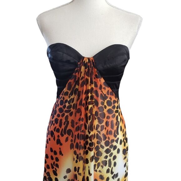 Caché Black Bandage & Animal Print Long Gown Size 8 - Picture 8 of 16